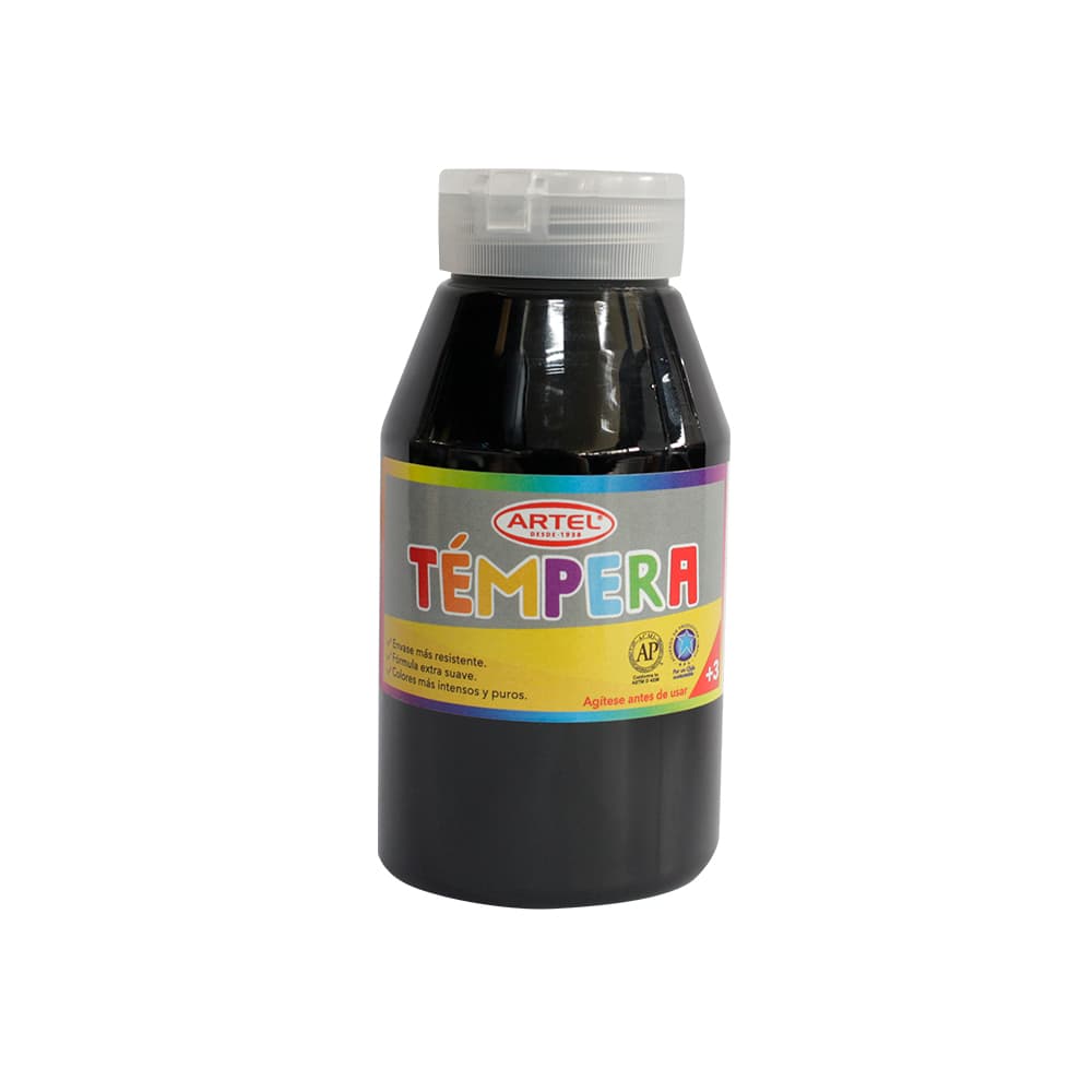 Frasco Témpera 250ml. COLOR NEGRO Artel