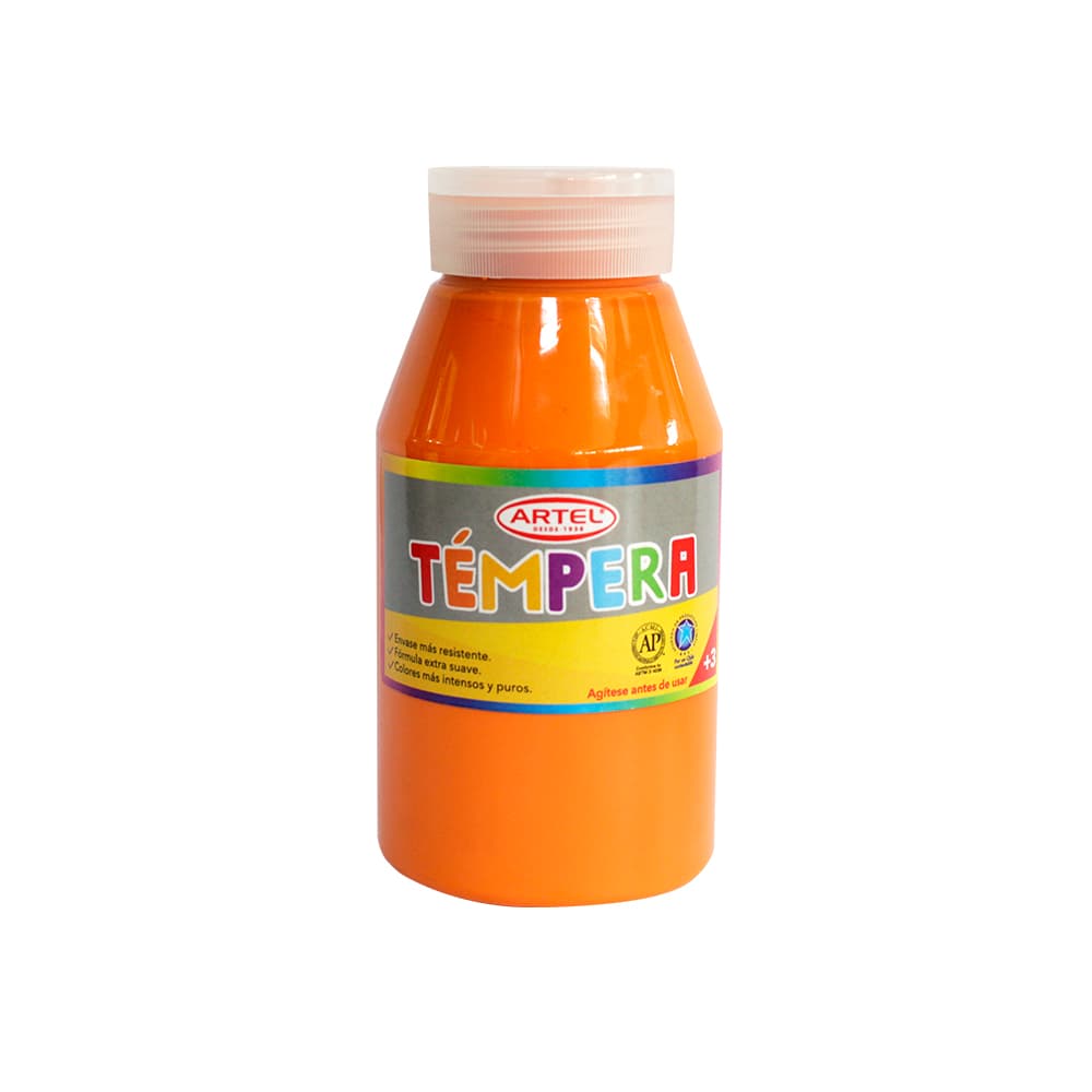 Frasco Témpera 250ml. COLOR NARANJA Artel