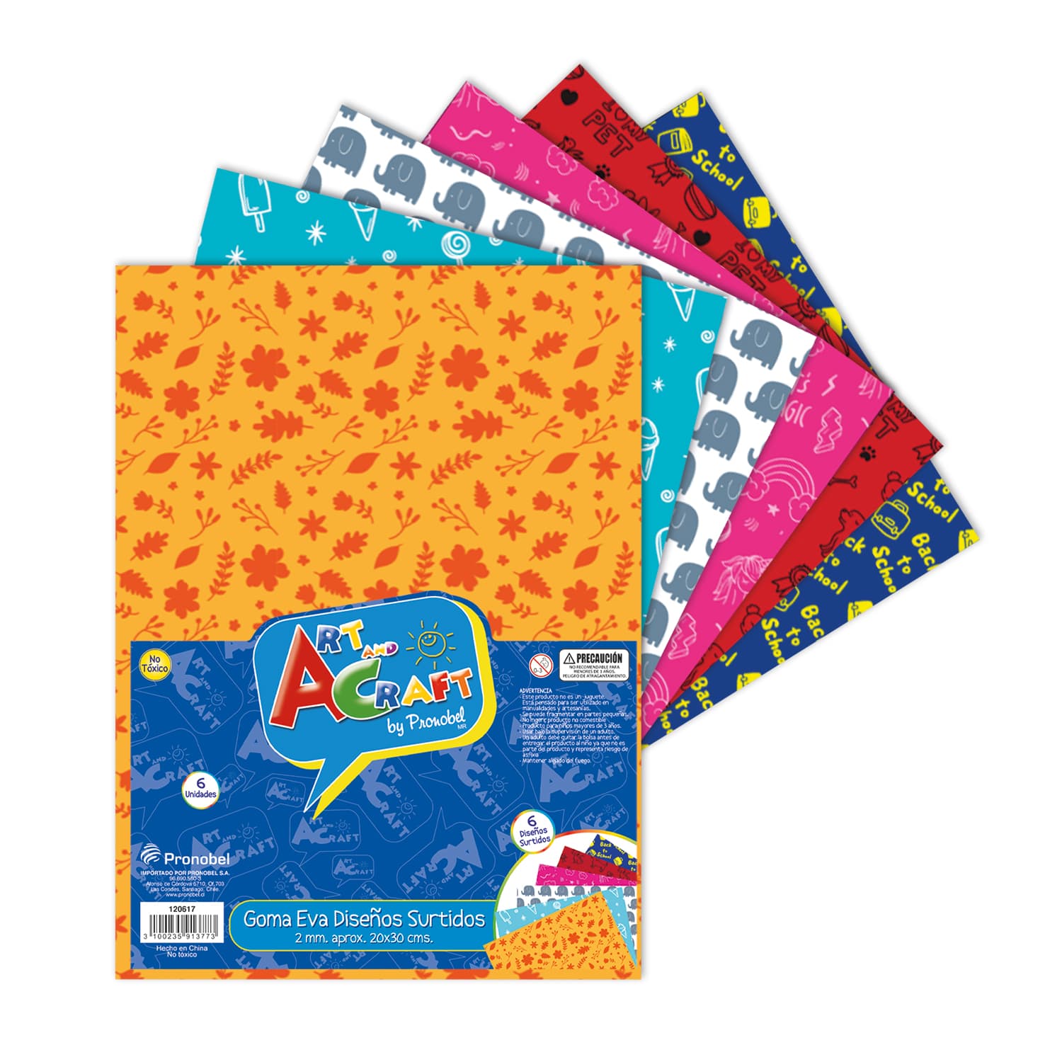 BOLSA GOMA EVA DISEÑOS SURTIDOS 20X30 CM 6 COL ART & CRAFT