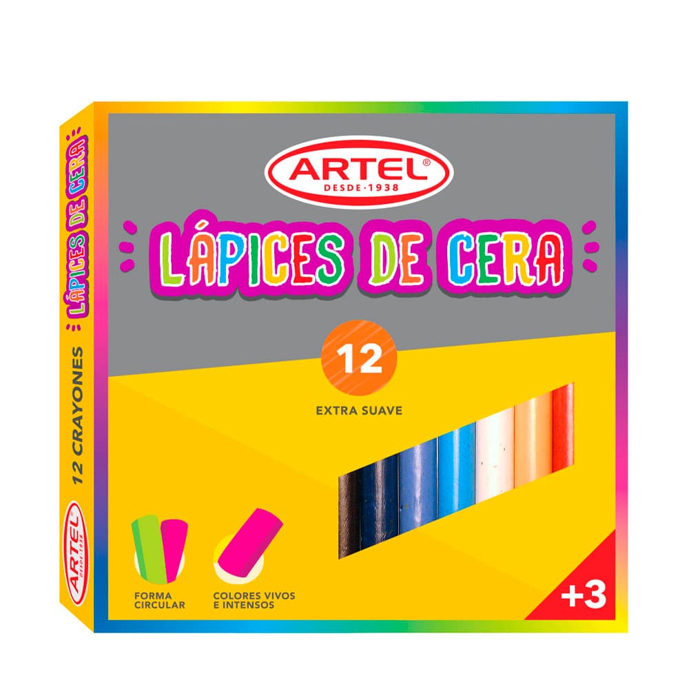 Lápices De Cera 12 Colores Artel