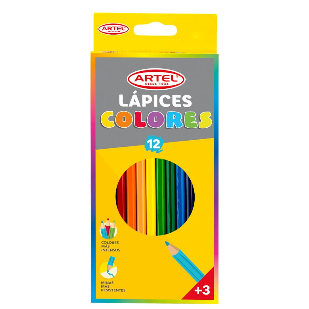 Estuche 12 Lápices de Color Largos Artel