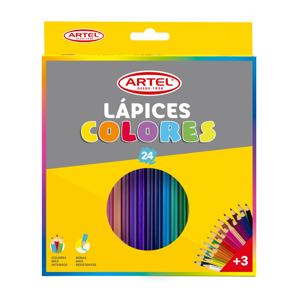 Estuche 24 Lápices De Color Largos Artel