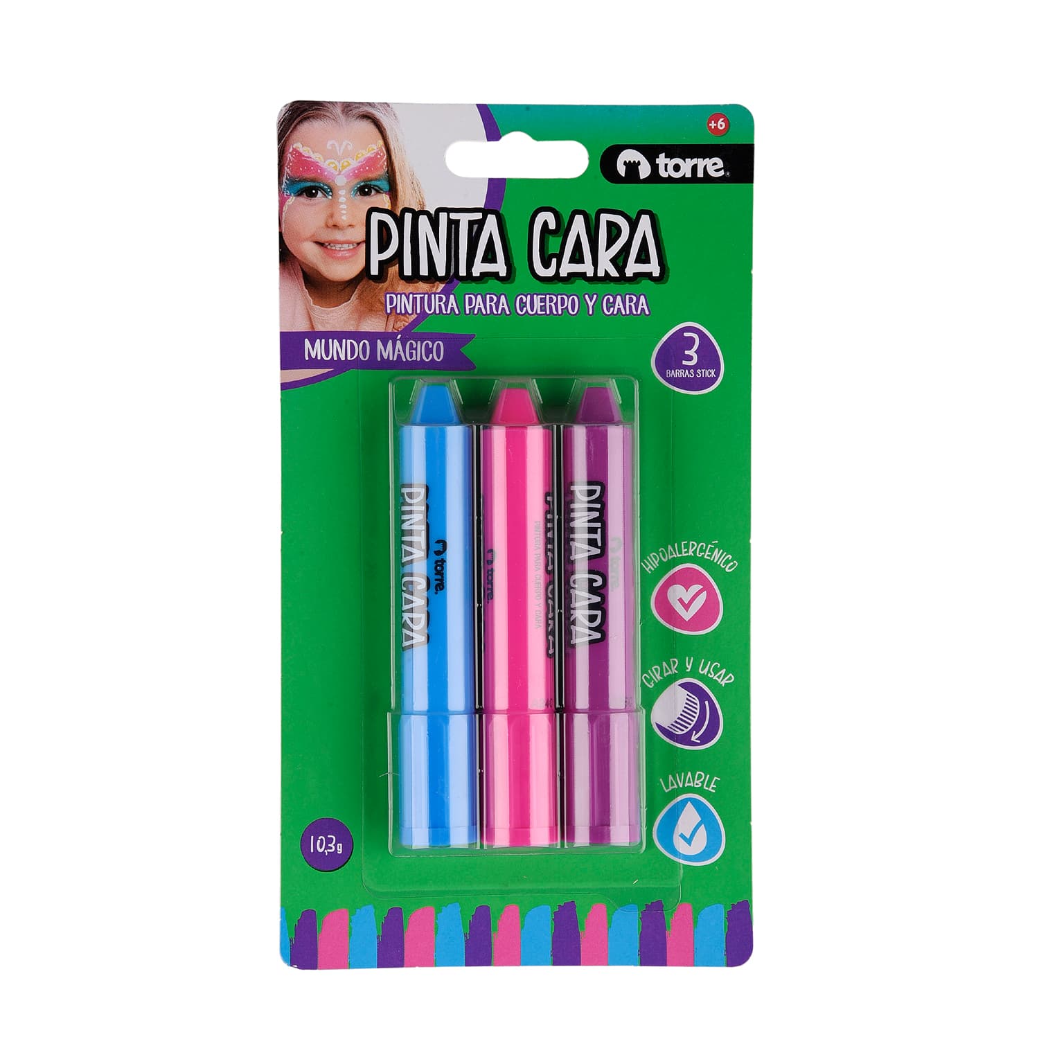 PINTA-CARAS MUNDO MAGICO 3 COLORES TORRE
