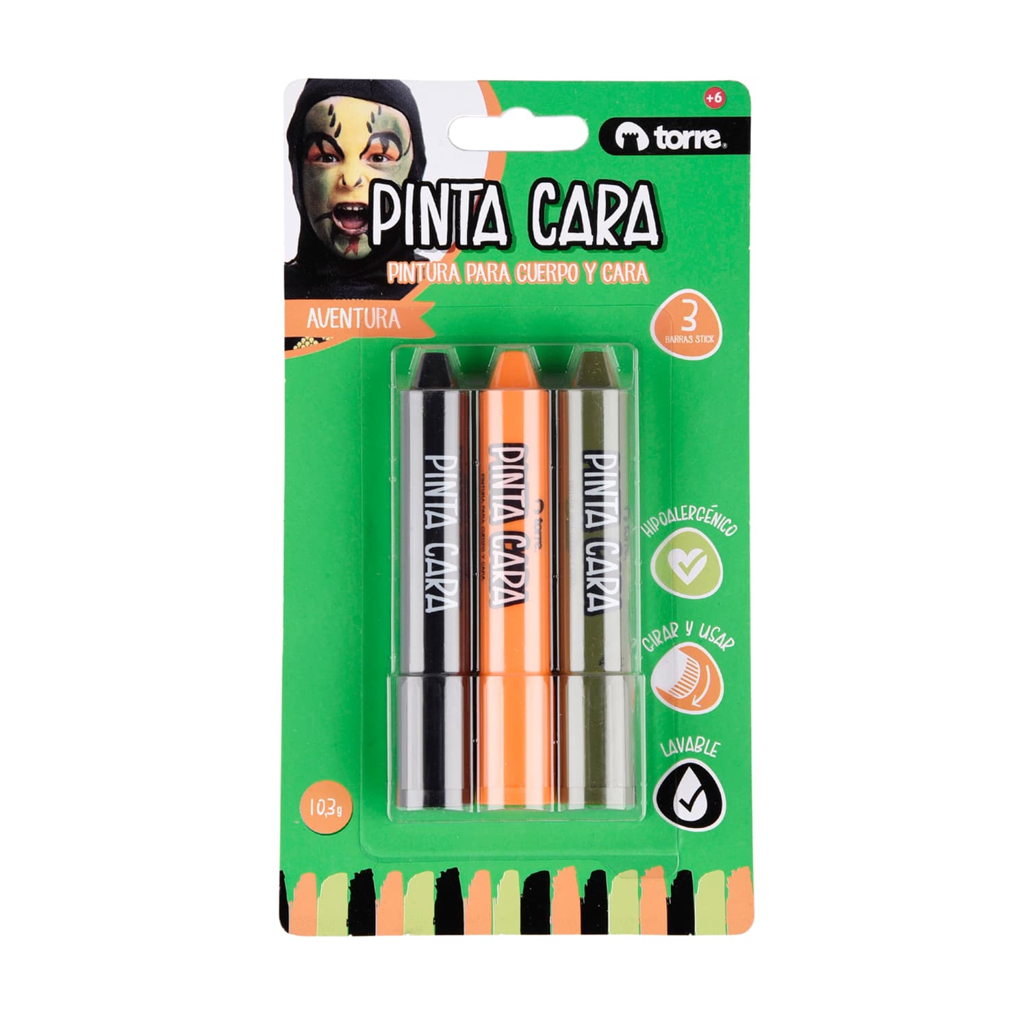 PINTA-CARAS AVENTURA 3 COLORES TORRE