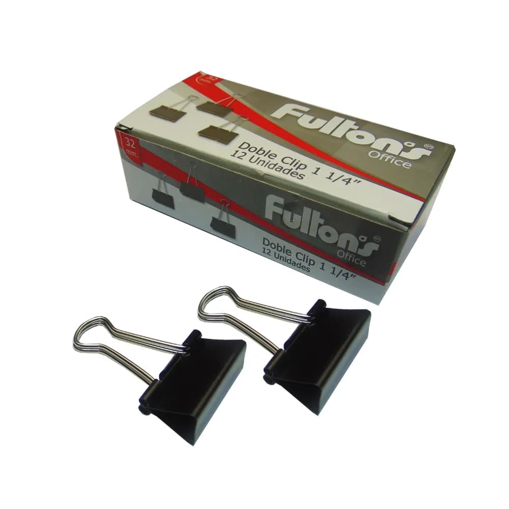 CLIP DOBLE NEGRO 32 MM. METALICO FULTONS