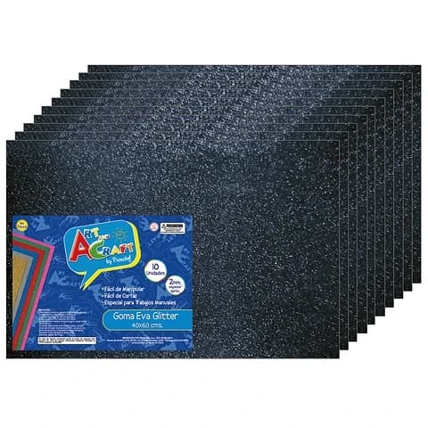 GOMA EVA GLITTER 40X60CM NEGRO ART&CRAFT