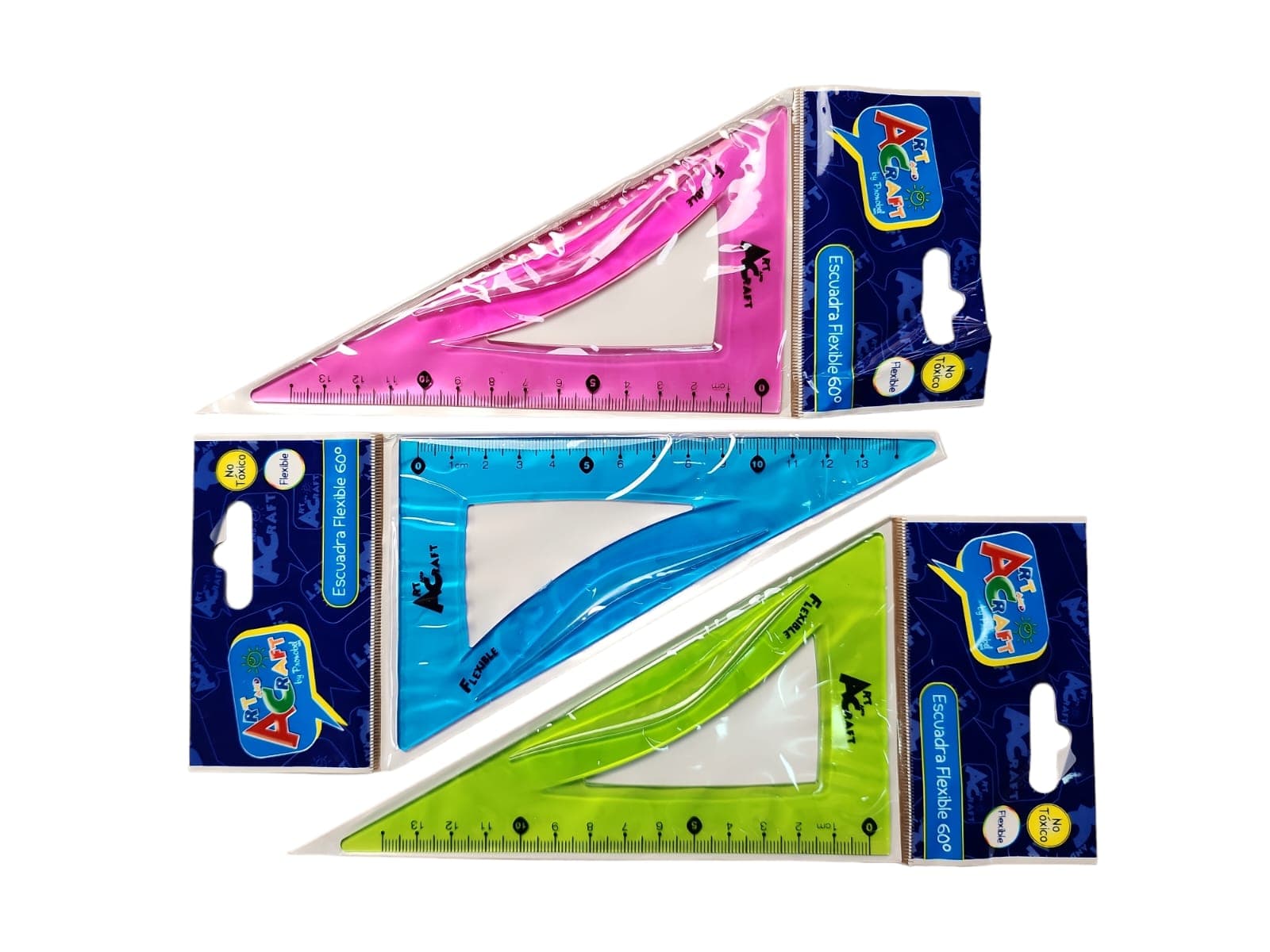 ESCUADRA 60° FLEXIBLE  14CM COLOR SURTIDO 1 UNIDAD ART&CRAFT
