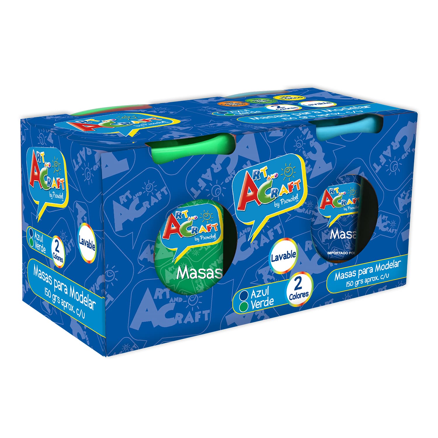 MASA PARA MODELAR 150 GRS SET 2 PCS AZUL/VERDE ART & CRAF