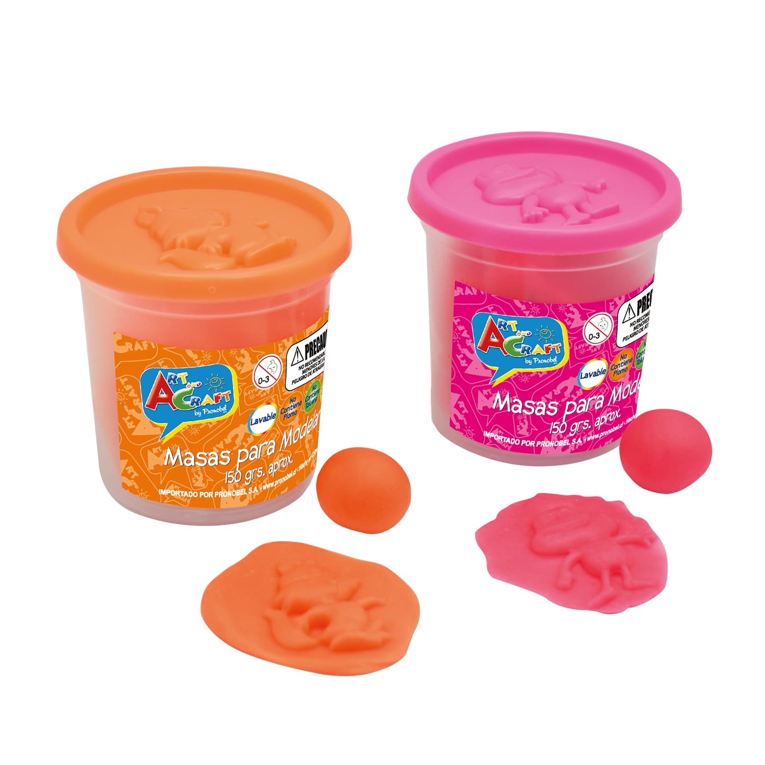 MASA PARA MODELAR 150 GRS SET 2 PCS ROSADO/NARANJO ART & CRAF