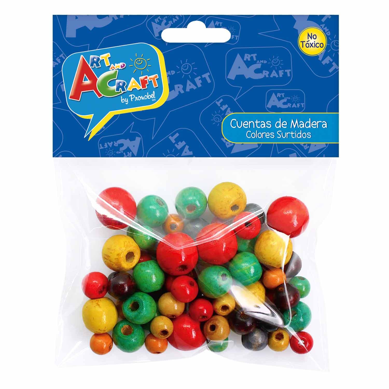 CUENTAS MADERA 75 PCS COLORES SURTIDOS