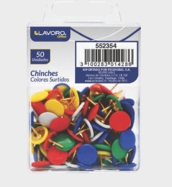 CHINCHES 50U.COL/SURTIDOS CAJA ACRILICA