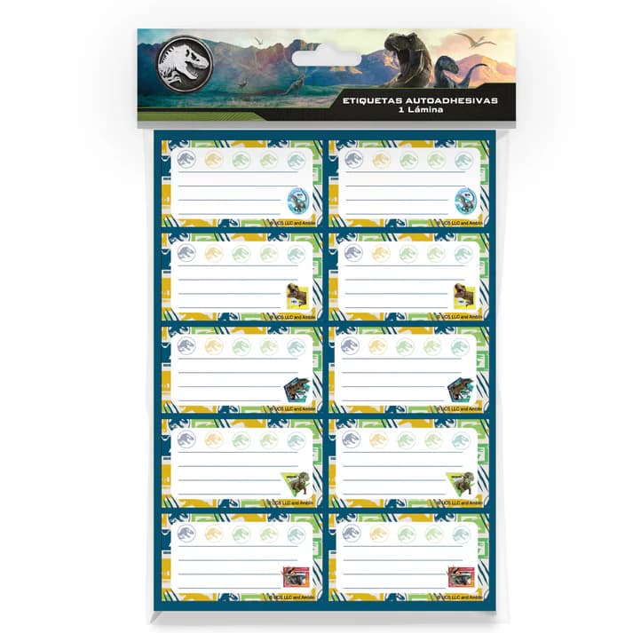Lamina Etiqueta Escolar Jurassic World