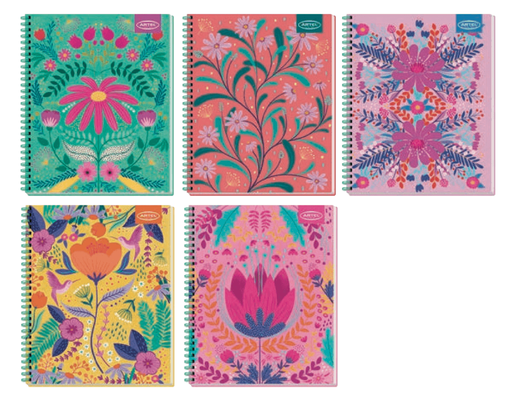 CUADERNO UNIVERSITARIO 100 HOJAS 7MM FLORAL ARTEL