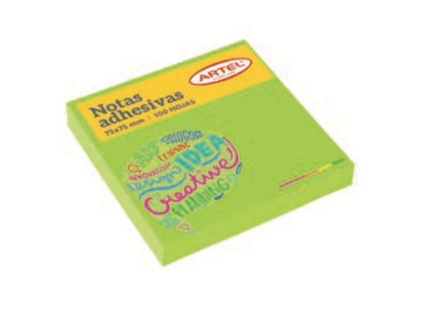 NOTA ADHESIVA BRILLANTES VERDE 75 X 75 MM