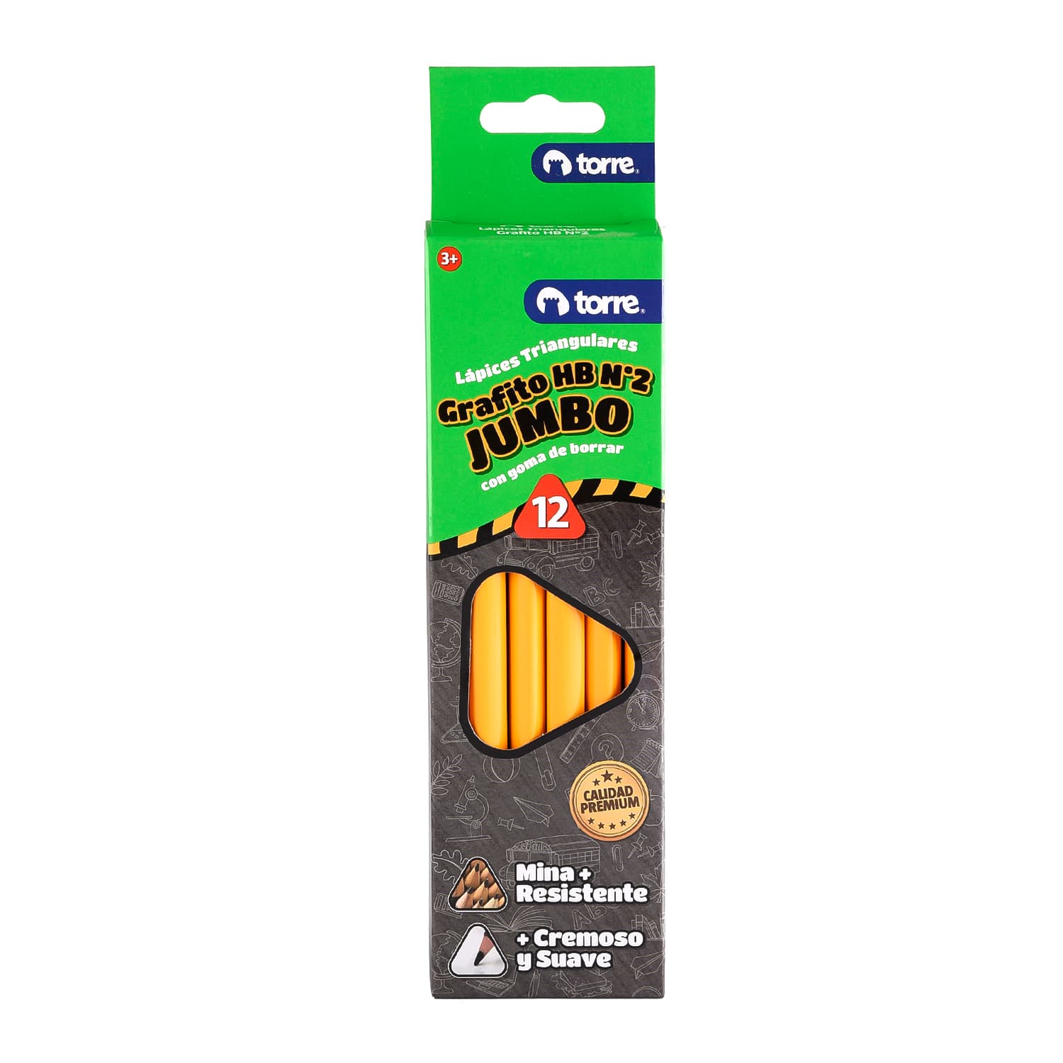 Caja de Lápices jumbo grafito HB N°2 triangulares 12 UND