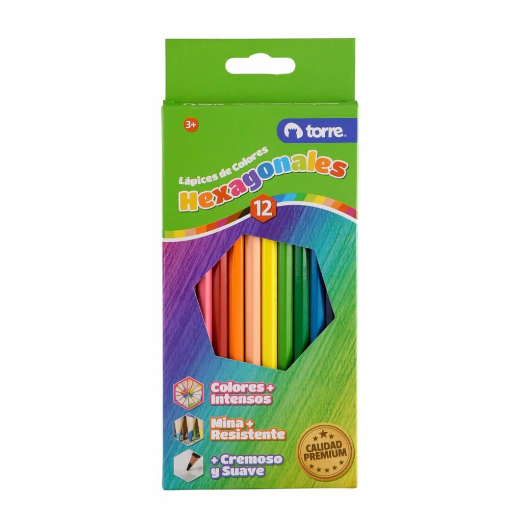 LAPICES 12 COLORES HEXAGONALES TORRE IMAGIA