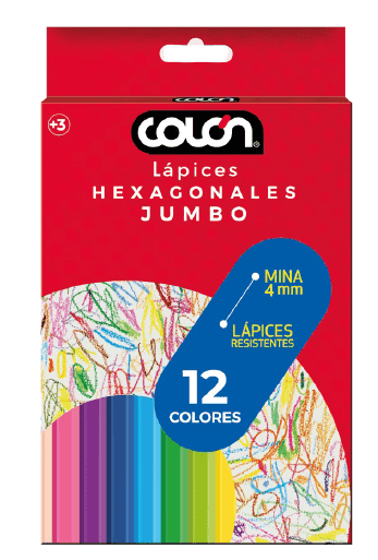 LÁPICES 12 COLORES JUMBO COLÓN