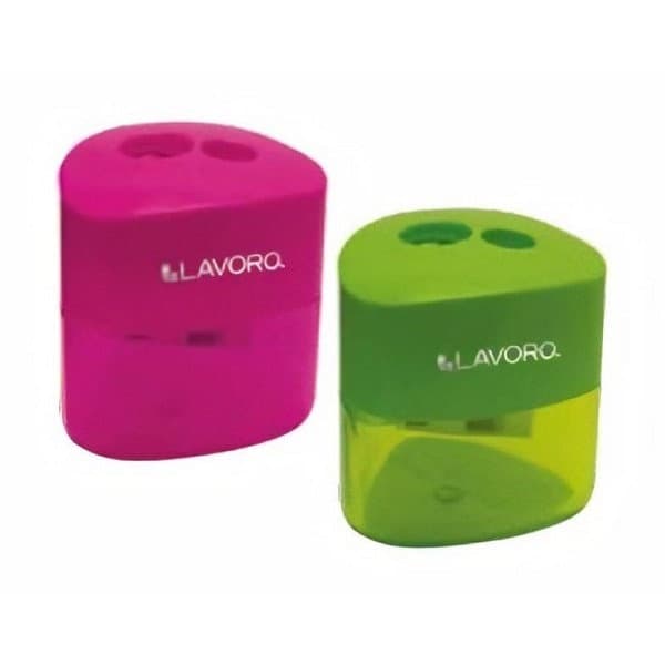 Sacapunta plástico triangular 2 orificios con déposito Lavoro