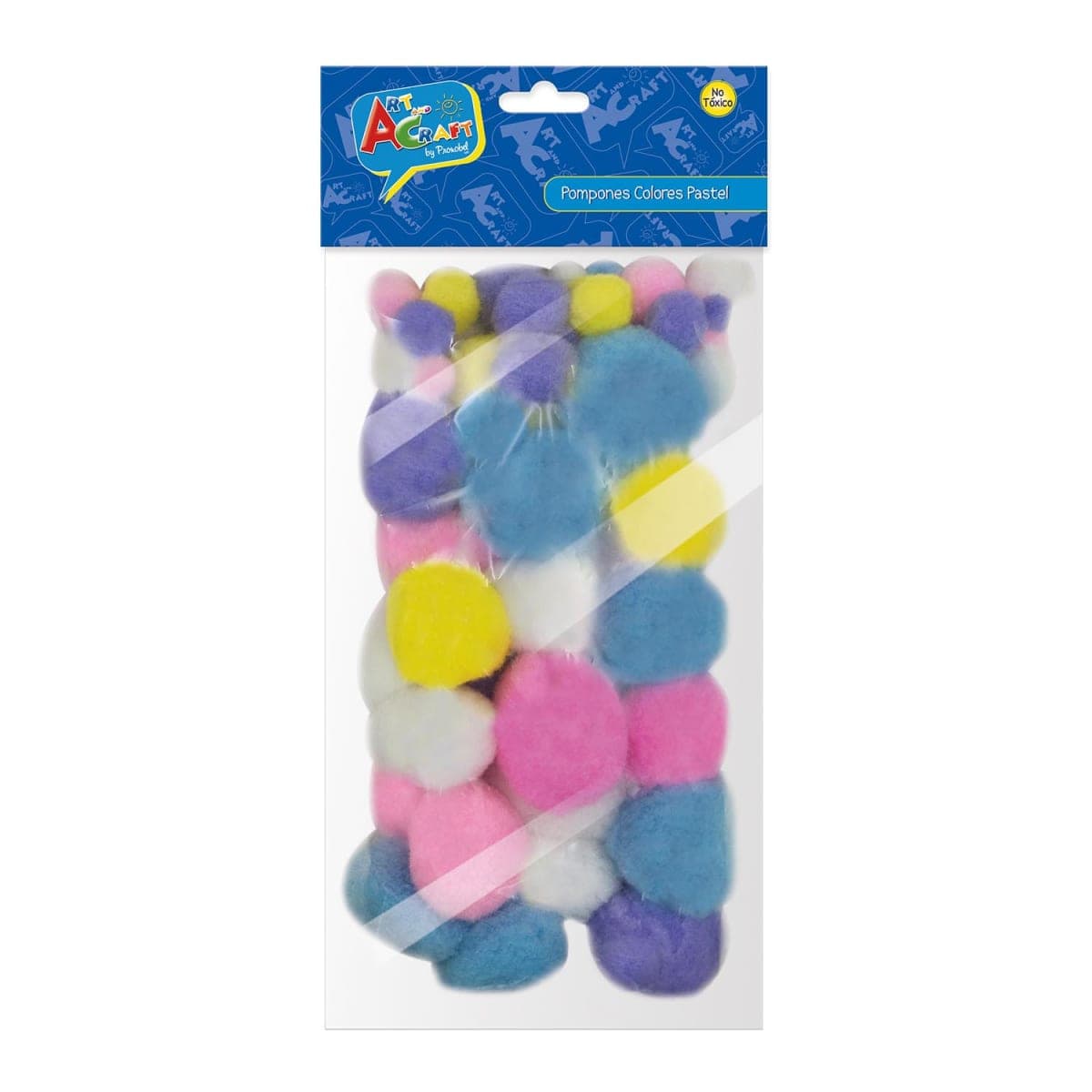 POMPONES 75 PCS COLORES PASTEL