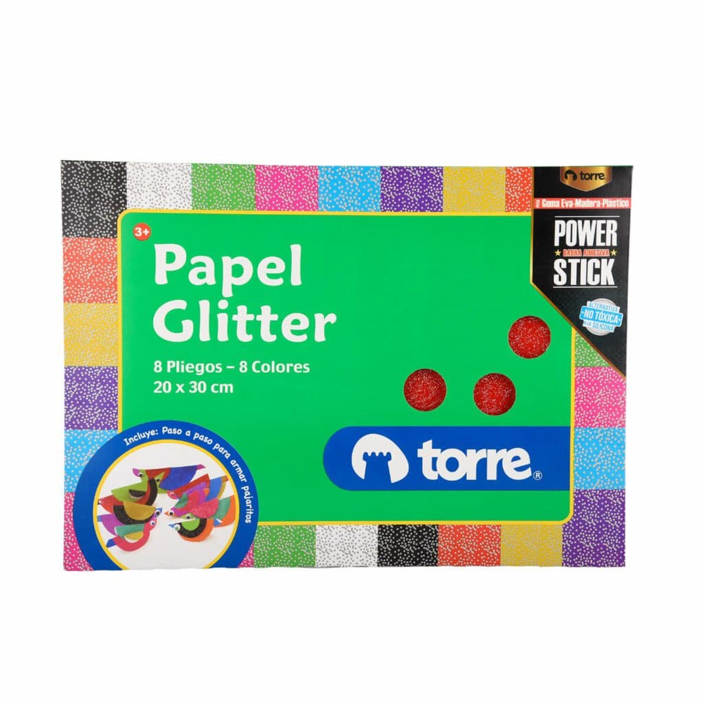 Bolsón Papel Glitter 8 Pliegos - 8 Colores